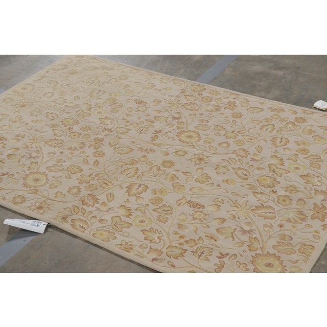 Contemporary Rug & Kilim’s Tudor Style Rug in White With Beige-Brown Floral Patterns For Sale - Image 3 of 9