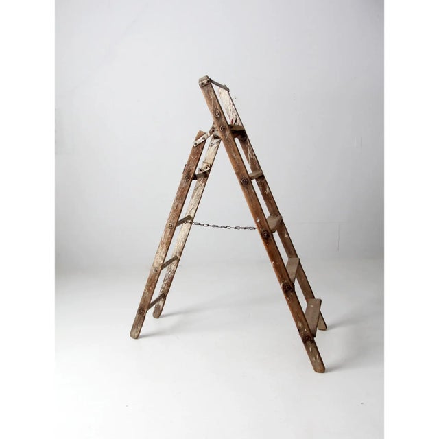 Antique Wooden Folding Ladder For Sale - Image 12 of 15