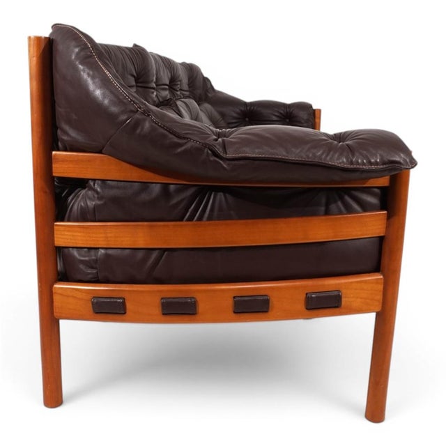 Coja Living Room Set with 3-Seater Sofa and 2 Lounge Chairs in Brown Leather by Sven Ellekaer, 1960, Set of 3 For Sale - Image 12 of 18