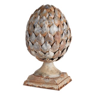 Weathered Metal Artichoke Finial For Sale