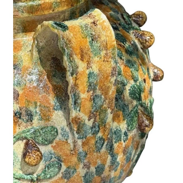 Italian Vintage Italian Majolica Three-Armed Pear Planter Vase For Sale - Image 3 of 12