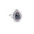 Stunning Pear Cut Black and White Diamond Bridal Ring Description as follows: Pear Cut Dia weighs 2.32 carats 43 Round Cut...