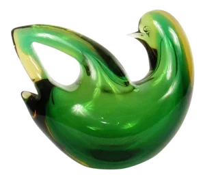 1950s Mid-Century Modern Flavio Poli Murano Green Glass Dove