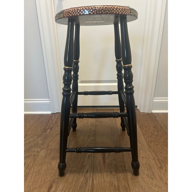 Unique & Whimsical Hand Painted Bar Height Rooster Stool For Sale - Image 9 of 11