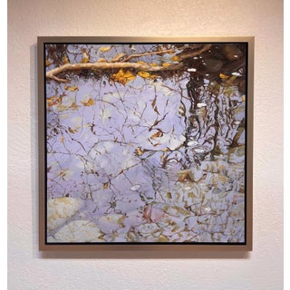 Sticks and Stones by Sheri Farabaugh | Oil on canvas Reflection of water with branches and leaves For Sale