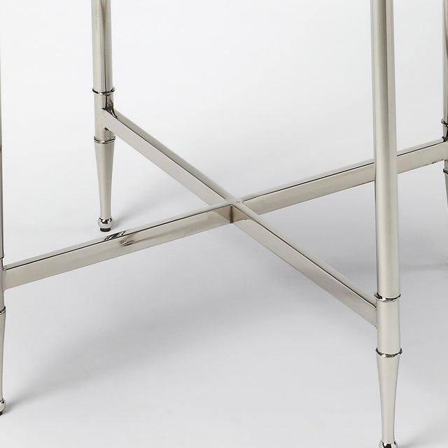 Spritely Home Accent Furniture Crosby 19 in. W Round Mirrored and Metal Side Table For Sale - Image 4 of 5