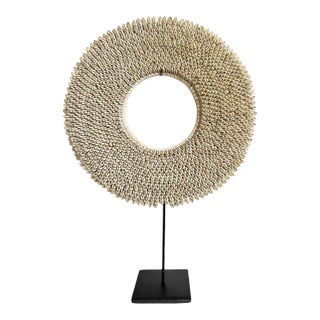 Vintage African Coastal Cowry Shell Ring on Stand Large For Sale