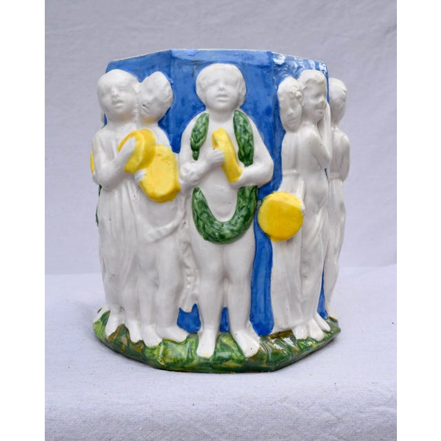 Dellarobbia Early 20th C. Italian Majolica Planter in the Manner of Della Robbia For Sale - Image 4 of 11