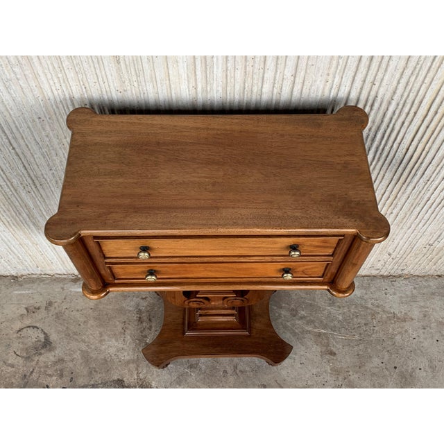 French Early 20th Century Regency Style Harp Side Table with Two Drawers For Sale - Image 6 of 18