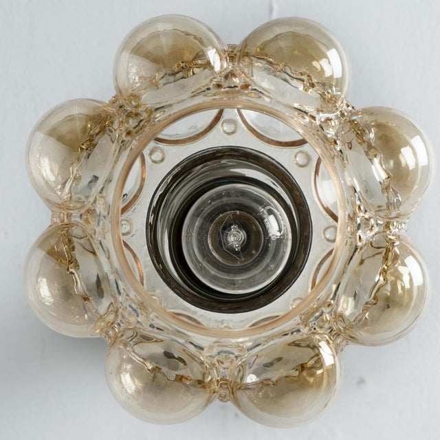 Beige Amber Glass Pendant attributed to Helena Tynell for Glashütte Limburg, 1960s For Sale - Image 8 of 18