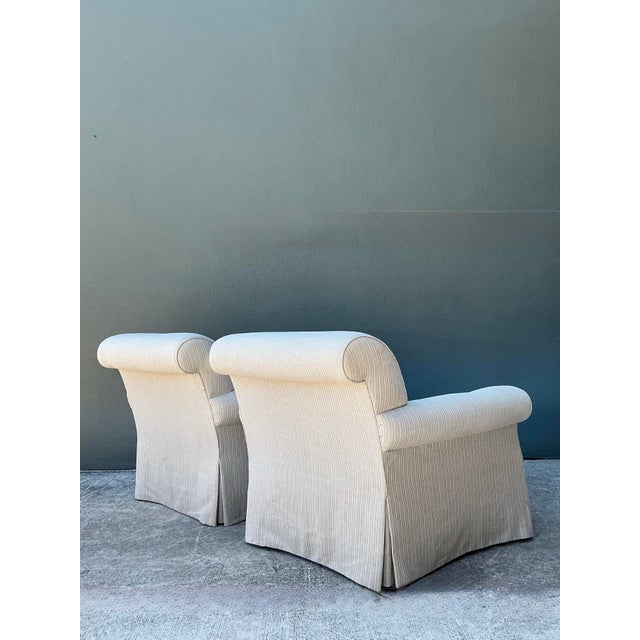 Vintage Custom Striped Lounge Chairs - A Pair For Sale - Image 12 of 12