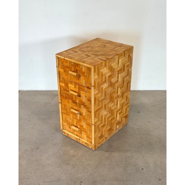 Tan Vintage Bamboo Chest of Drawers, 1970s For Sale - Image 8 of 10