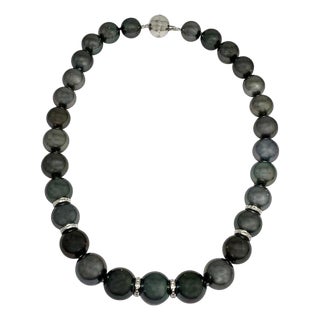 Diamond Tahitian Pearl Necklace 14 Karat Gold Certified For Sale