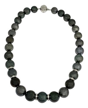 Diamond Tahitian Pearl Necklace 14 Karat Gold Certified