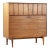 Jack Cartwright Style Ramseur Mid Century Walnut and Brass Highboy Dresser For Sale