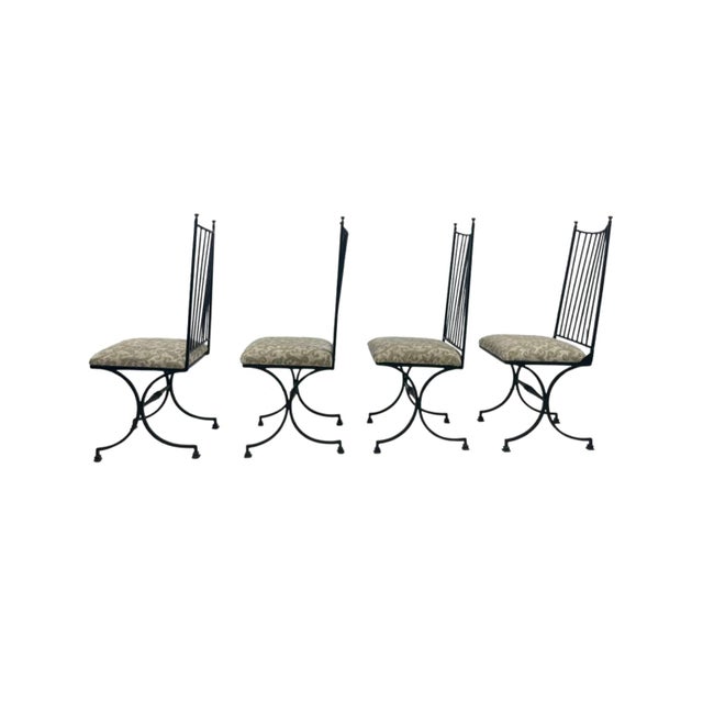 Mid-Century Modern Wrought Iron Patio Table and Chairs For Sale - Image 3 of 11