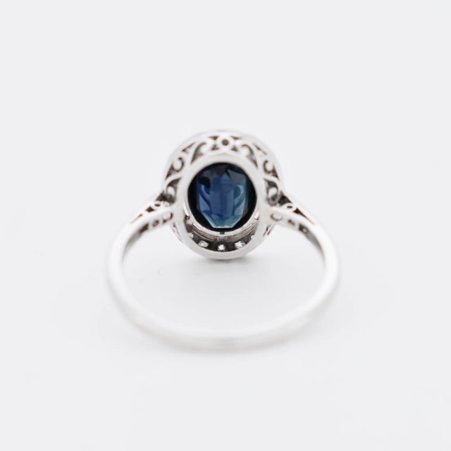 Early 20th Century Pompadour Natural Sapphire and Diamond Ring, Size 6.5 For Sale - Image 5 of 5
