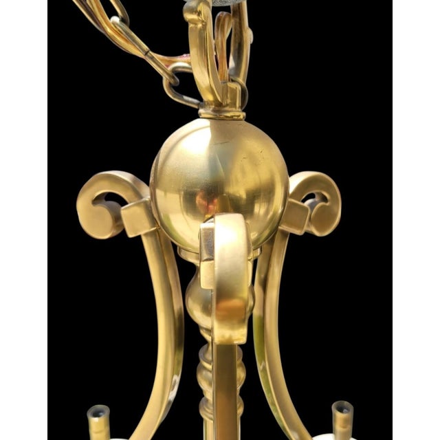 Vintage Lenox Porcelain Brass Large 6 Light Traditional Chandelier For Sale In West Palm - Image 6 of 14