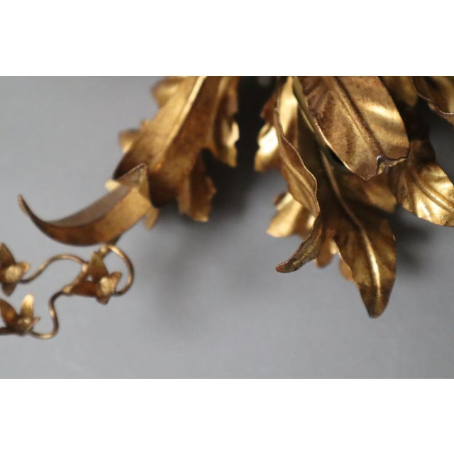 Metal Golden Floral Ceiling Lamp by Hans Kögel, 1980s For Sale - Image 7 of 10