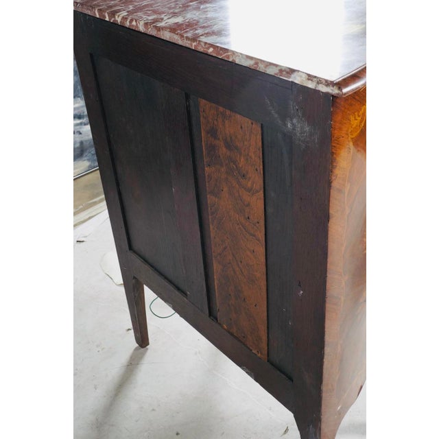 Wood 19th-Century French Floral Marquetry Cabinet With Rouge Marble and Bronze Mounts For Sale - Image 7 of 9