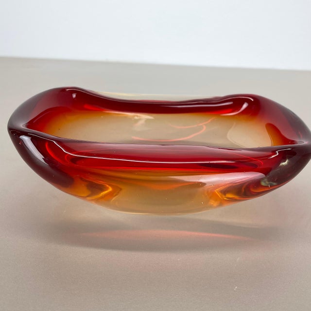 Italian Murano Glass Red-Yellow Bowl, 1970s For Sale - Image 14 of 18