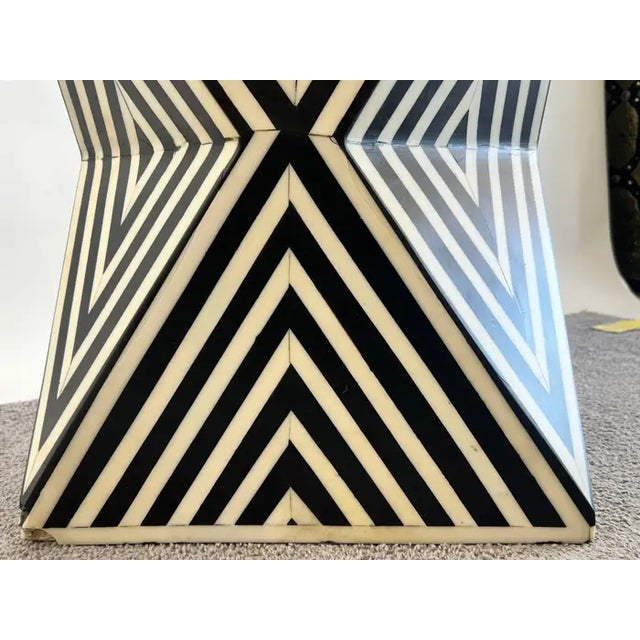 Art Deco Style Black & White Resin Sculptural Side End Table or Stool, a Pair For Sale - Image 12 of 17