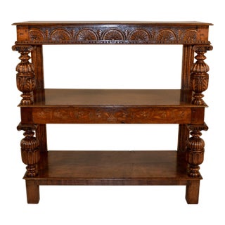 19th C Victorian Welsh Oak Inlaid Buffet For Sale