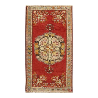 Vintage Circa 1940 Turkish Red Oushak Area Rug, 3'3" X 6'1" For Sale