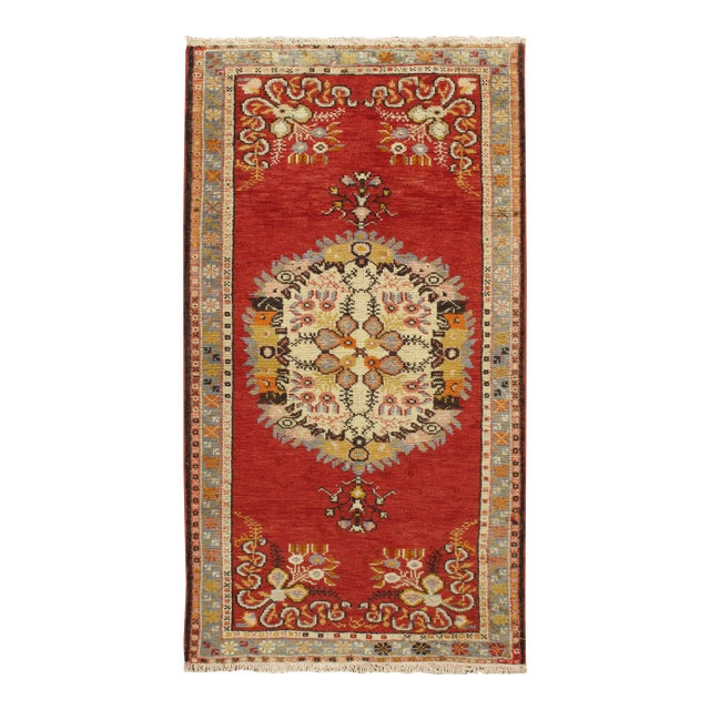 Vintage Circa 1940 Turkish Red Oushak Area Rug, 3'3" X 6'1" For Sale