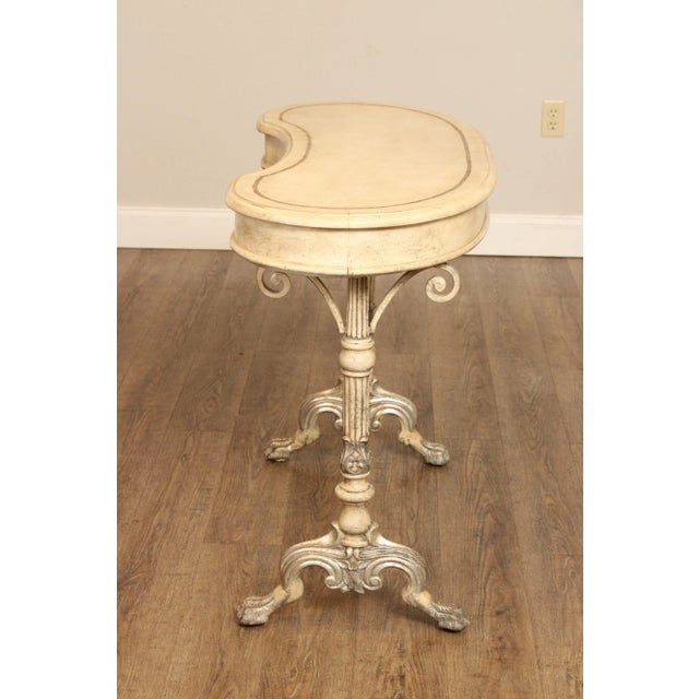 1980s Victorian Style Distress Painted Kidney Form Writing Desk For Sale - Image 10 of 13