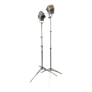 Pair of Vintage Industrial Theatrical Minispot Floor Lamps For Sale