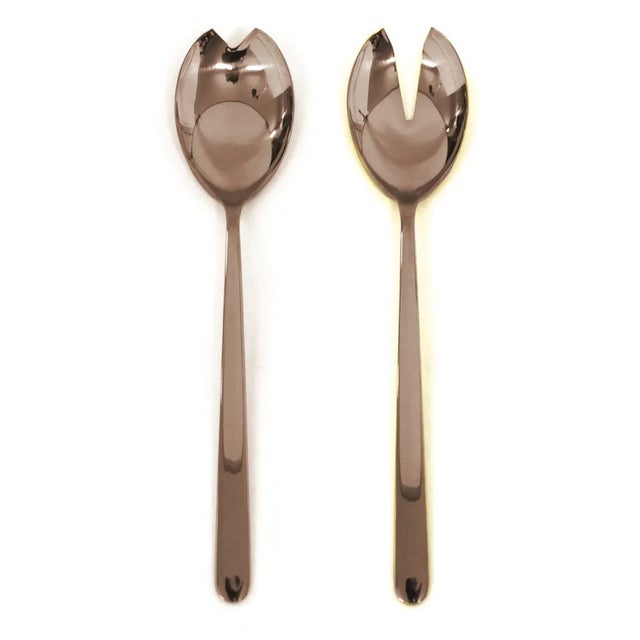Contemporary Mepra Linea 2-Piece Salad Servers Set, Bronze For Sale - Image 3 of 3