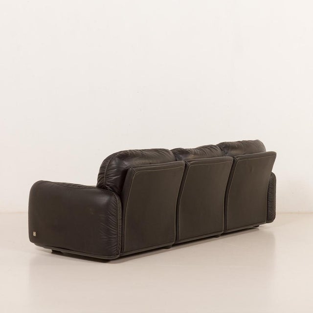 Black Vintage Piumotto 3-Seater Sofa by Arrigo Arrigoni for Busnelli, 1970s For Sale - Image 8 of 16