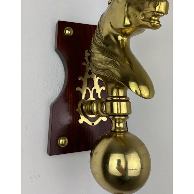 Red Horse Head Wall Lamp in Brass For Sale - Image 8 of 9