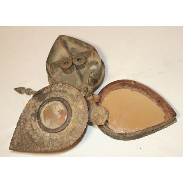 Rare Primitive Antique 18th Century Indian Tooled Wrought Iron Figural Betel Box For Sale - Image 11 of 12