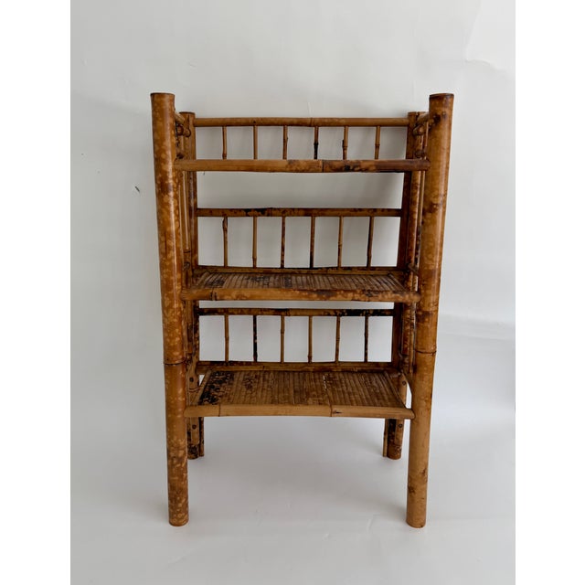 Mid-Century Modern 1970s Tortoiseshell Bamboo Folding Etegere For Sale - Image 3 of 10