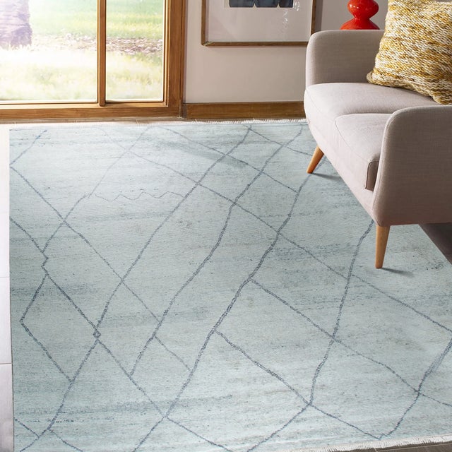 6x9 Penelope Diamond Silver Diamond Modern Hand Knotted Wool Carpet Rug For Sale - Image 9 of 9
