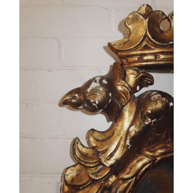 19th Century Antique European Giltwood Double Eagle Wall Mirror For Sale - Image 5 of 16