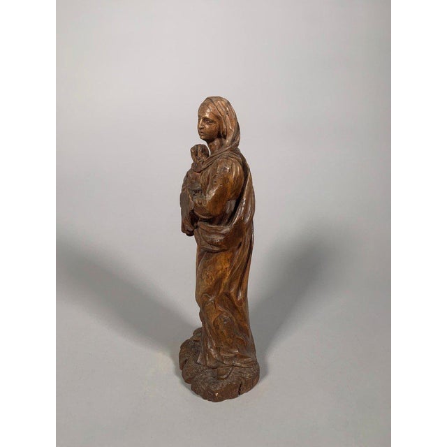 16th Century Wooden Sculpture of the Virgin and Child For Sale - Image 4 of 8
