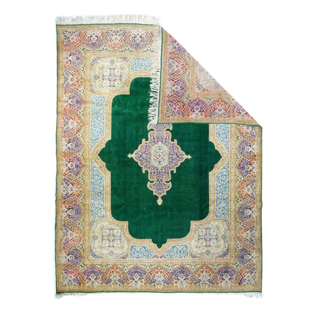 Vintage Kerman Rug 9'1'' x 12'3''. SE Persian city, famous since 17th century for an artistic variety of scatter rugs and...