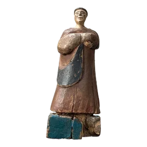 19th Century Spanish Hand Carved Polychrome Santo Sculpture