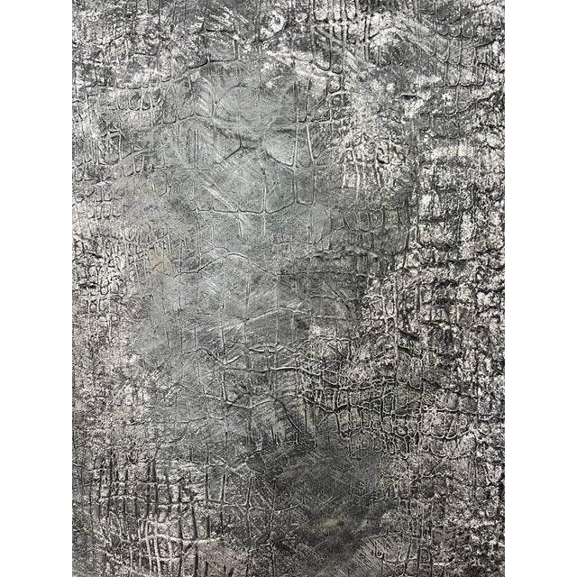 Sculpture Materials Charcoal Faux Croc Exotic Canvas Art, Framed - Designed by Cheryl P. Kohloff For Sale - Image 7 of 9