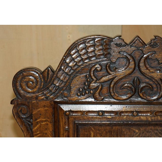 Mid 19th Century Antique Wainscot Armchair in England Oak with Side Drawer, 1850 For Sale - Image 5 of 18
