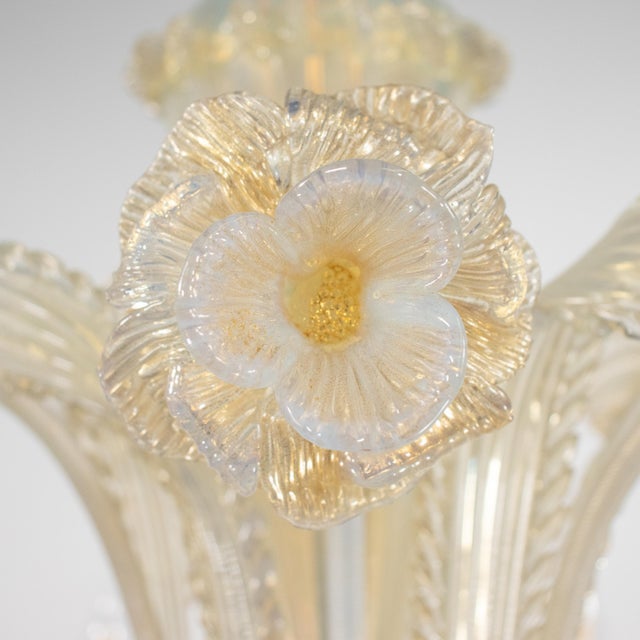 Large 8-Arm Ca’ Rezzonico Style Gold-Infused Opaline Murano Chandelier in the Manner of Giuseppe Briati For Sale - Image 15 of 18
