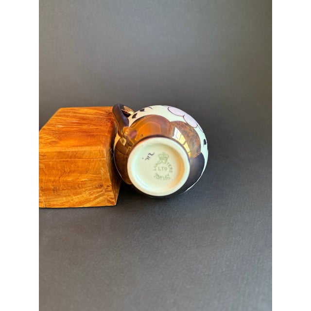 Light Pink 1940s English Copper Lustre Pitcher, Creamer With Pink Floral Design For Sale - Image 8 of 8