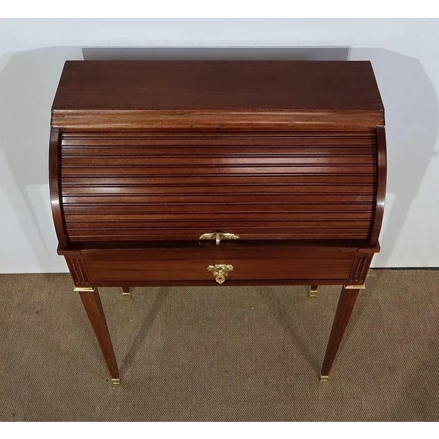 Small 19th Century Louis XVI Mahogany Cylinder Desk For Sale - Image 4 of 18