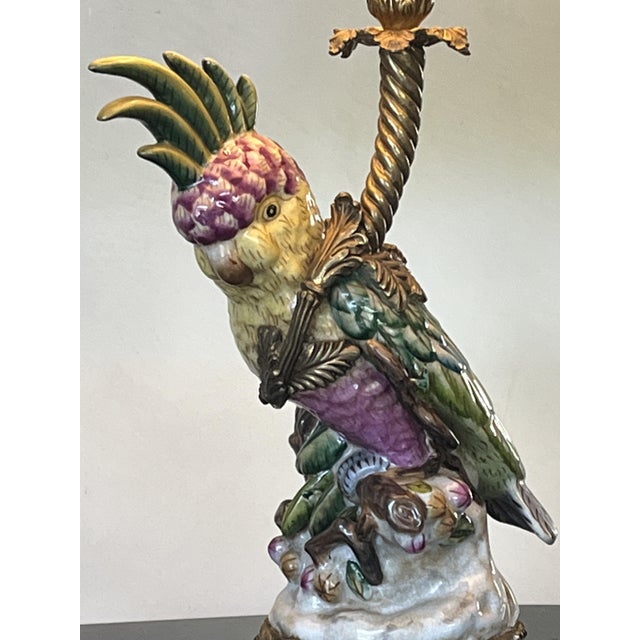 Parrot Lamp in Ceramic and Brass For Sale - Image 4 of 11