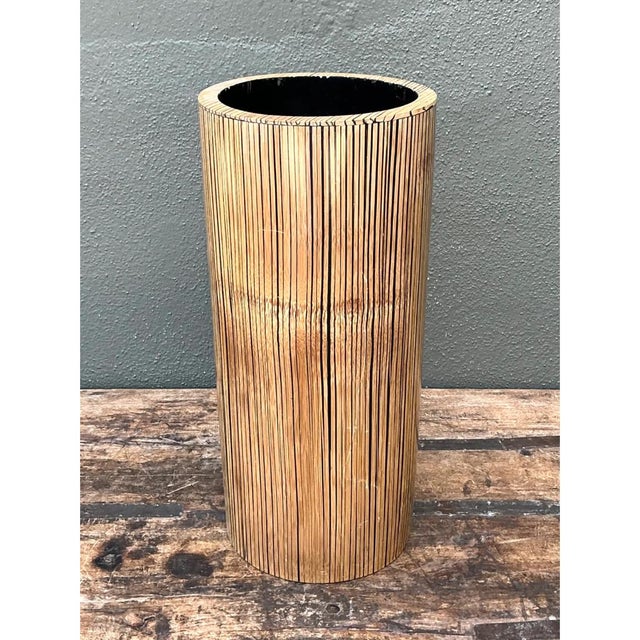 Vintage Coconut Shell Cylindrical Umbrella Stand For Sale - Image 11 of 12