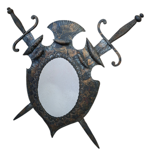 Heraldic Mirror in Wrought Iron, 1970s