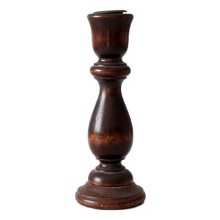 Vintage Turned Wood Candle Holder For Sale